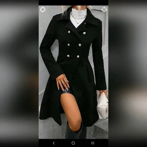 Coat Black Woolen Double Breasted